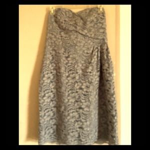 Grey lace cocktail dress.